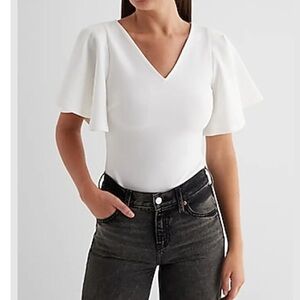 BLACK Express Flutter V-neck Bodysuit - NWT